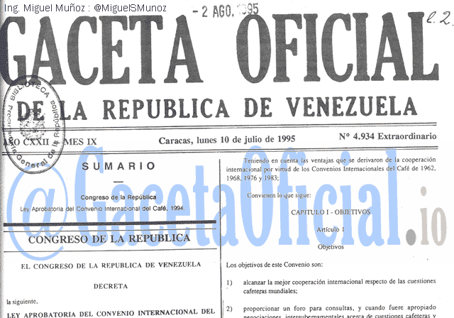 Gaceta Oficial 4934 del 10 Julio 1995
