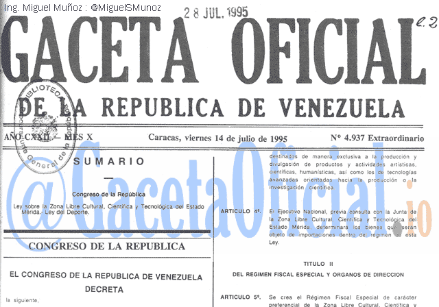 Gaceta Oficial 4937 del 14 Julio 1995