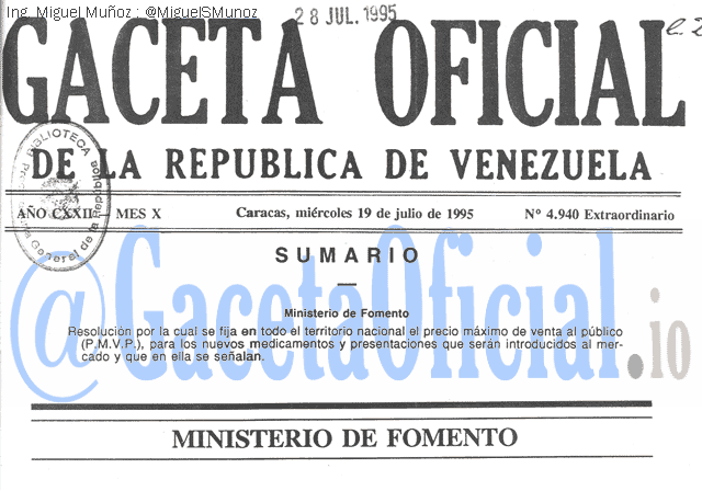 Gaceta Oficial 4940 del 19 Julio 1995