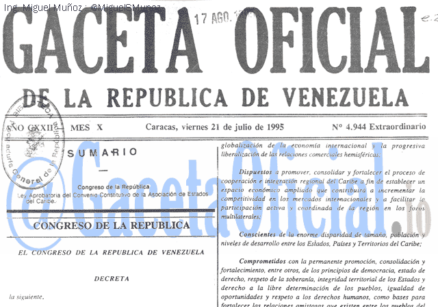 Gaceta Oficial 4944 del 21 Julio 1995