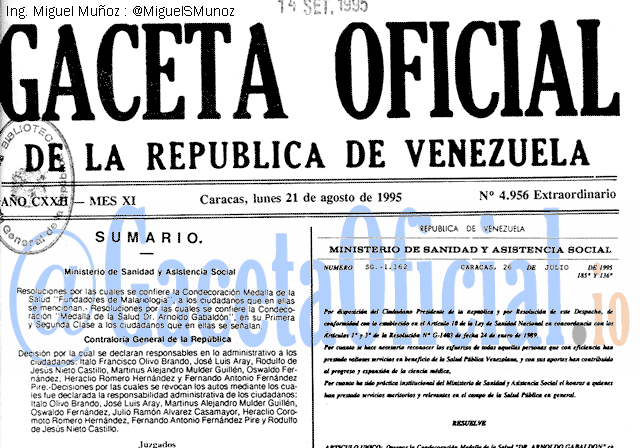 Gaceta Oficial 4956 del 21 Agosto 1995