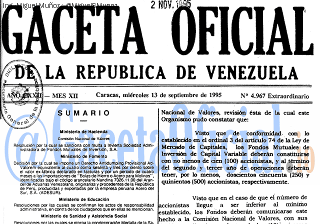Gaceta Oficial 4967 del 13 Septiembre 1995