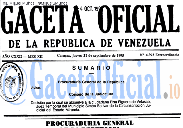 Gaceta Oficial 4972 del 21 Septiembre 1995