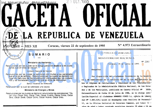 Gaceta Oficial 4973 del 22 Septiembre 1995