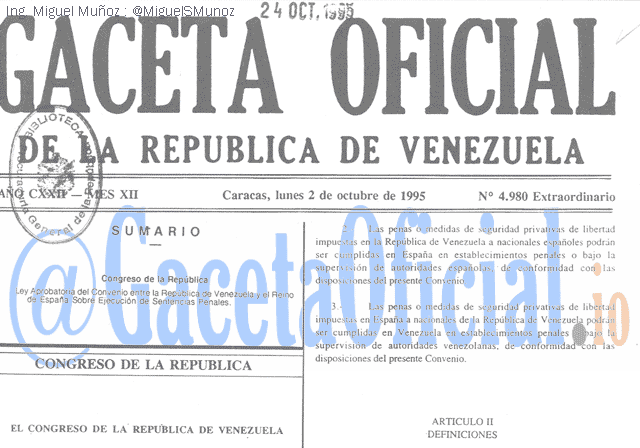 Gaceta Oficial 4980 del 2 Octubre 1995