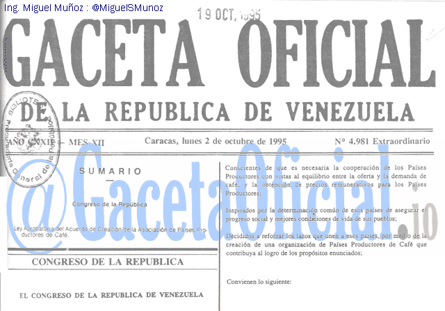 Gaceta Oficial 4981 del 2 Octubre 1995
