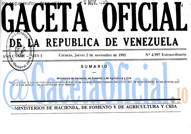 Gaceta Oficial 4997 del 2 Noviembre 1995