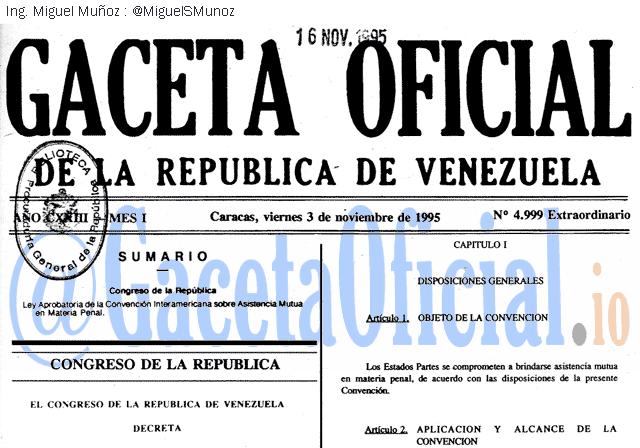 Gaceta Oficial 4999 del 3 Noviembre 1995