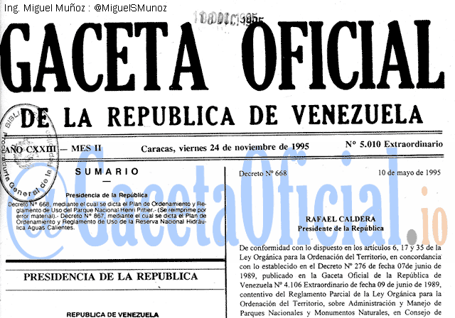Gaceta Oficial 5010 del 24 Noviembre 1995