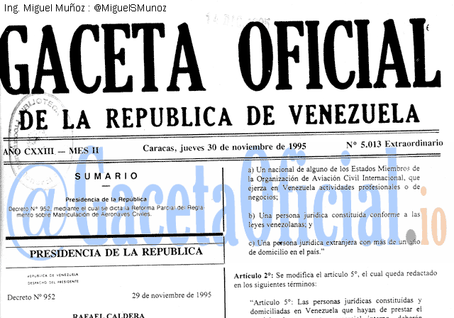 Gaceta Oficial 5013 del 30 Noviembre 1995