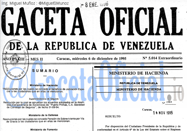 Gaceta Oficial 5014 del 6 Diciembre 1995