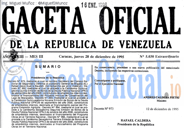 Gaceta Oficial 5030 del 28 Diciembre 1995