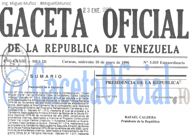 Gaceta Oficial 5035 del 10 Enero 1996