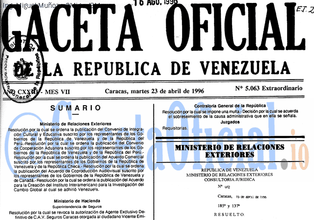 Gaceta Oficial 5063 del 23 Abril 1996