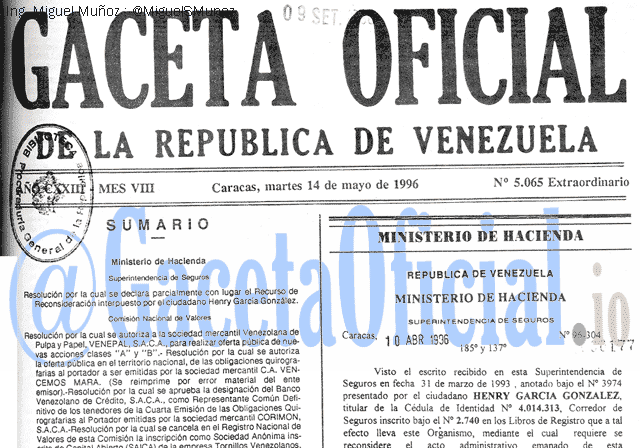 Gaceta Oficial 5065 del 14 Mayo 1996