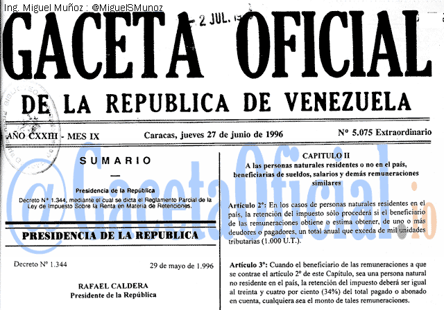 Gaceta Oficial 5075 del 27 Junio 1996