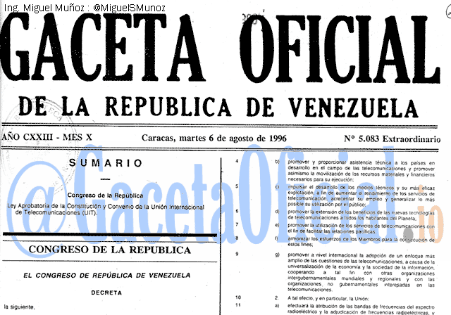 Gaceta Oficial 5083 del 6 Agosto 1996