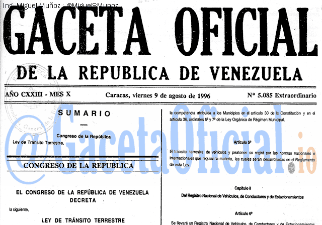 Gaceta Oficial 5085 del 9 Agosto 1996