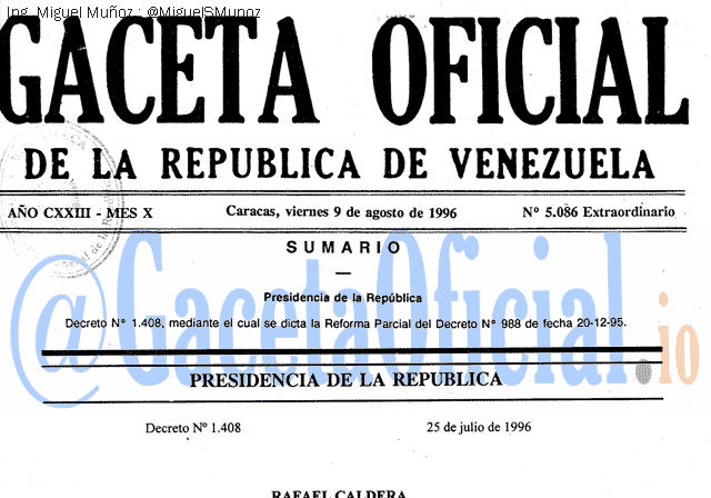 Gaceta Oficial 5086 del 9 Agosto 1996