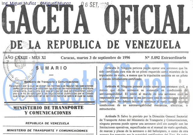 Gaceta Oficial 5092 del 3 Septiembre 1996