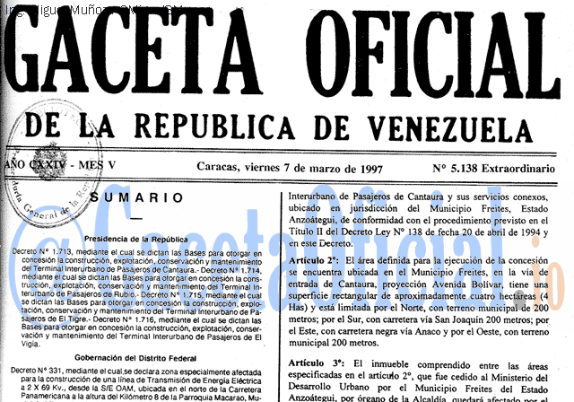 Gaceta Oficial 5138 del 7 Marzo 1997