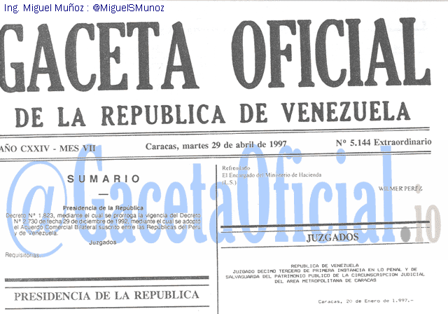 Gaceta Oficial 5144 del 29 Abril 1997