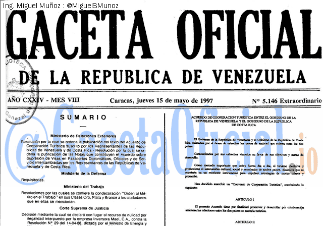 Gaceta Oficial 5146 del 15 Mayo 1997