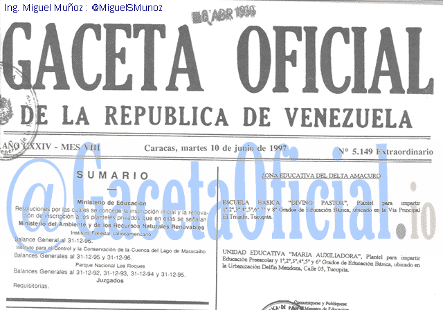 Gaceta Oficial 5149 del 10 Junio 1997
