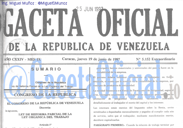 Gaceta Oficial 5152 del 19 Junio 1997