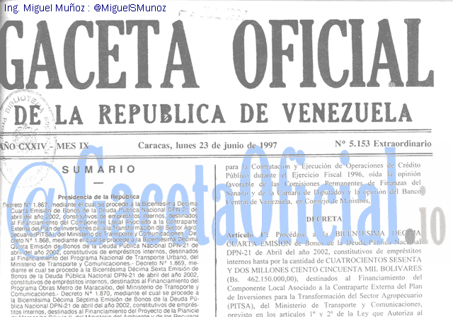 Gaceta Oficial 5153 del 23 Junio 1997