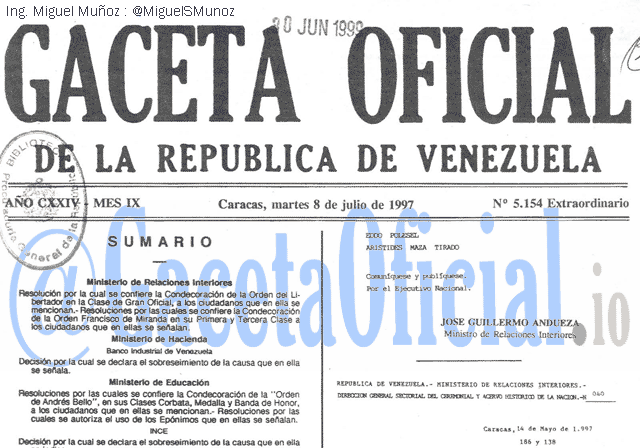 Gaceta Oficial 5154 del 8 Julio 1997