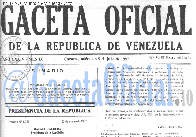 Gaceta Oficial 5155 del 9 Julio 1997