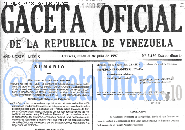 Gaceta Oficial 5156 del 21 Julio 1997