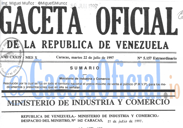 Gaceta Oficial 5157 del 22 Julio 1997