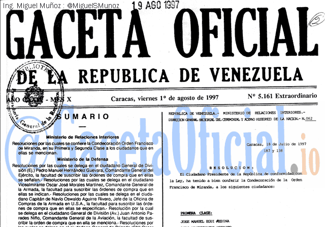 Gaceta Oficial 5161 del 1 Agosto 1997