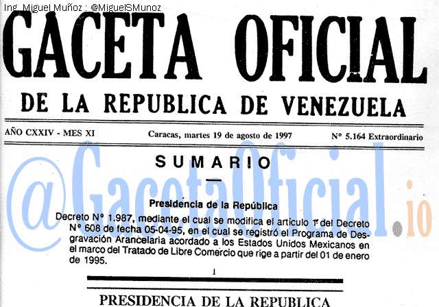 Gaceta Oficial 5164 del 19 Agosto 1997