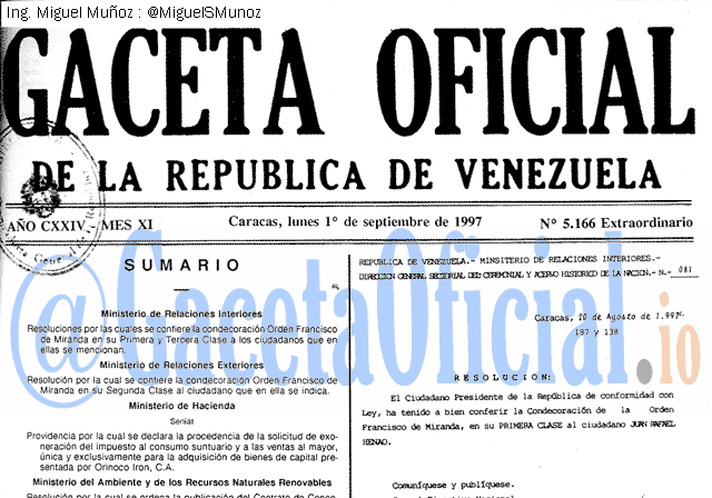 Gaceta Oficial 5166 del 1 Septiembre 1997