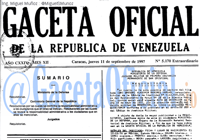 Gaceta Oficial 5170 del 11 Septiembre 1997