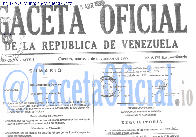 Gaceta Oficial 5179 del 4 Noviembre 1997