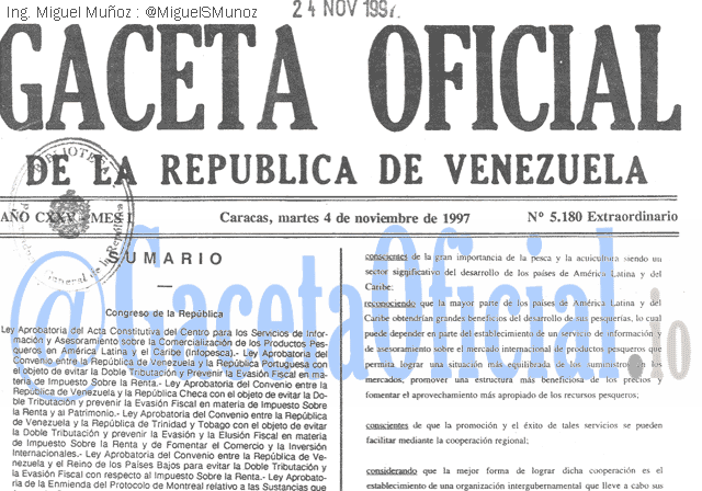 Gaceta Oficial 5180 del 4 Noviembre 1997