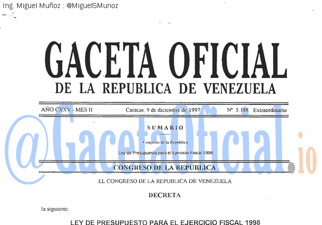 Gaceta Oficial 5188 del 9 Diciembre 1997