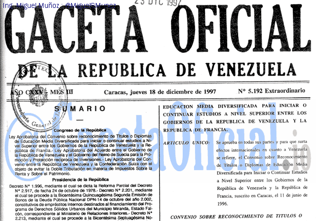 Gaceta Oficial 5192 del 18 Diciembre 1997
