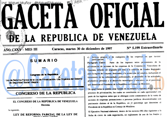 Gaceta Oficial 5199 del 30 Diciembre 1997