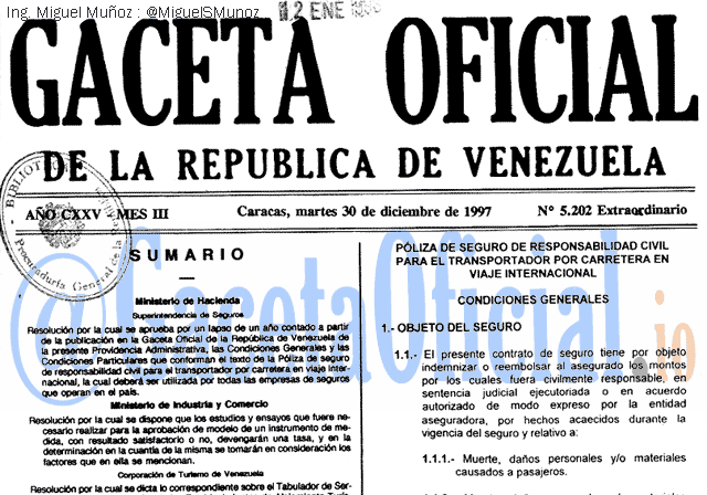Gaceta Oficial 5202 del 30 Diciembre 1997