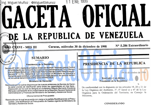 Gaceta Oficial 5286 del 30 Diciembre 1998