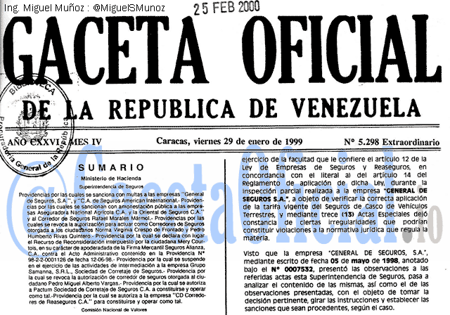 Gaceta Oficial 5298 del 29 Enero 1999
