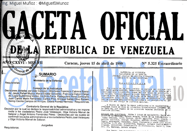 Gaceta Oficial 5325 del 15 Abril 1999