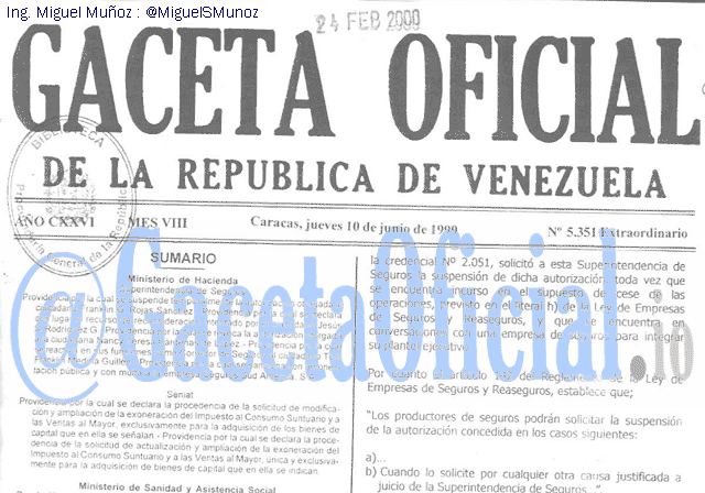 Gaceta Oficial 5351 del 10 Junio 1999