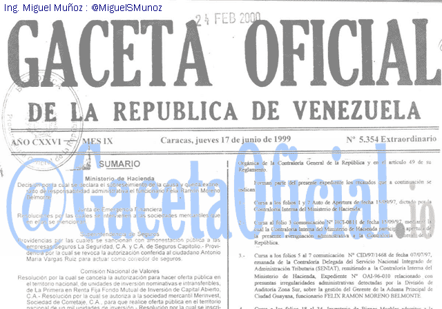 Gaceta Oficial 5354 del 17 Junio 1999