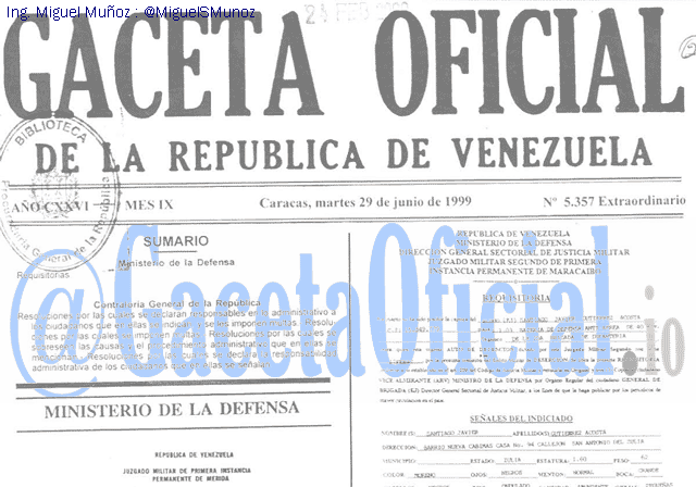 Gaceta Oficial 5357 del 29 Junio 1999